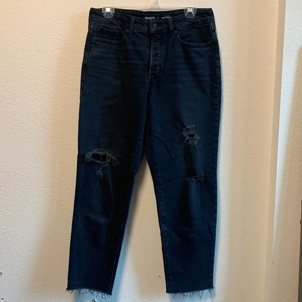 High rise distressed mom jeans